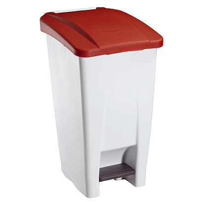 Poubelles Mobily 60 L Rossignol, coloris blanc/rouge