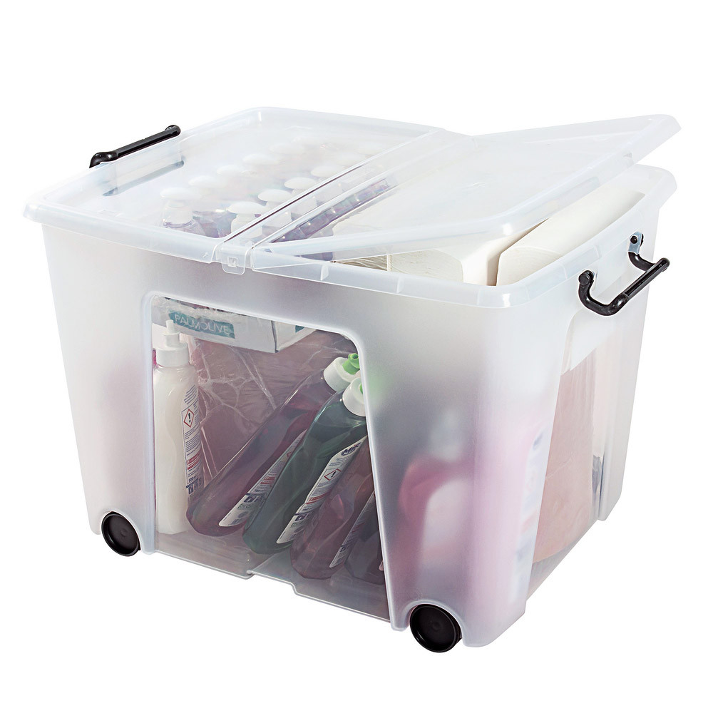 Bac de rangement multi-usages Strata by CEP 75L transparent avec roulettes