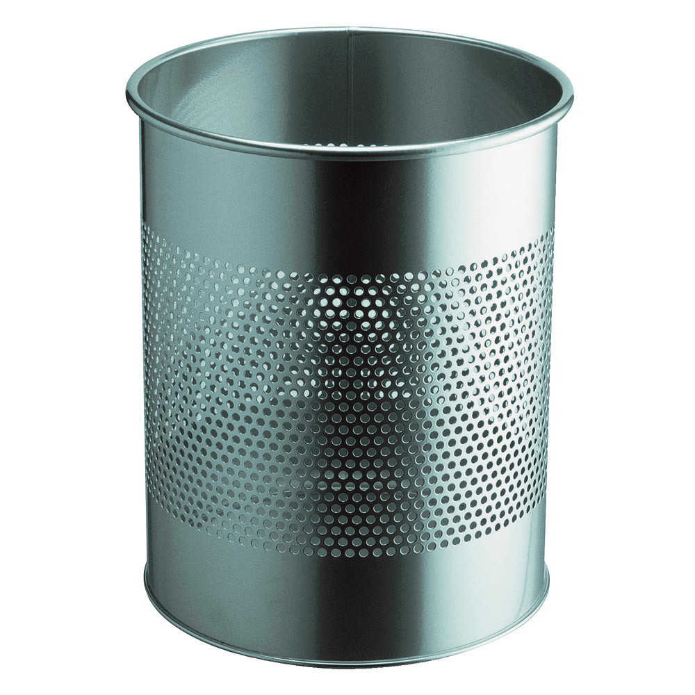 Corbeilles de bureau rondes métal 15 L Argent