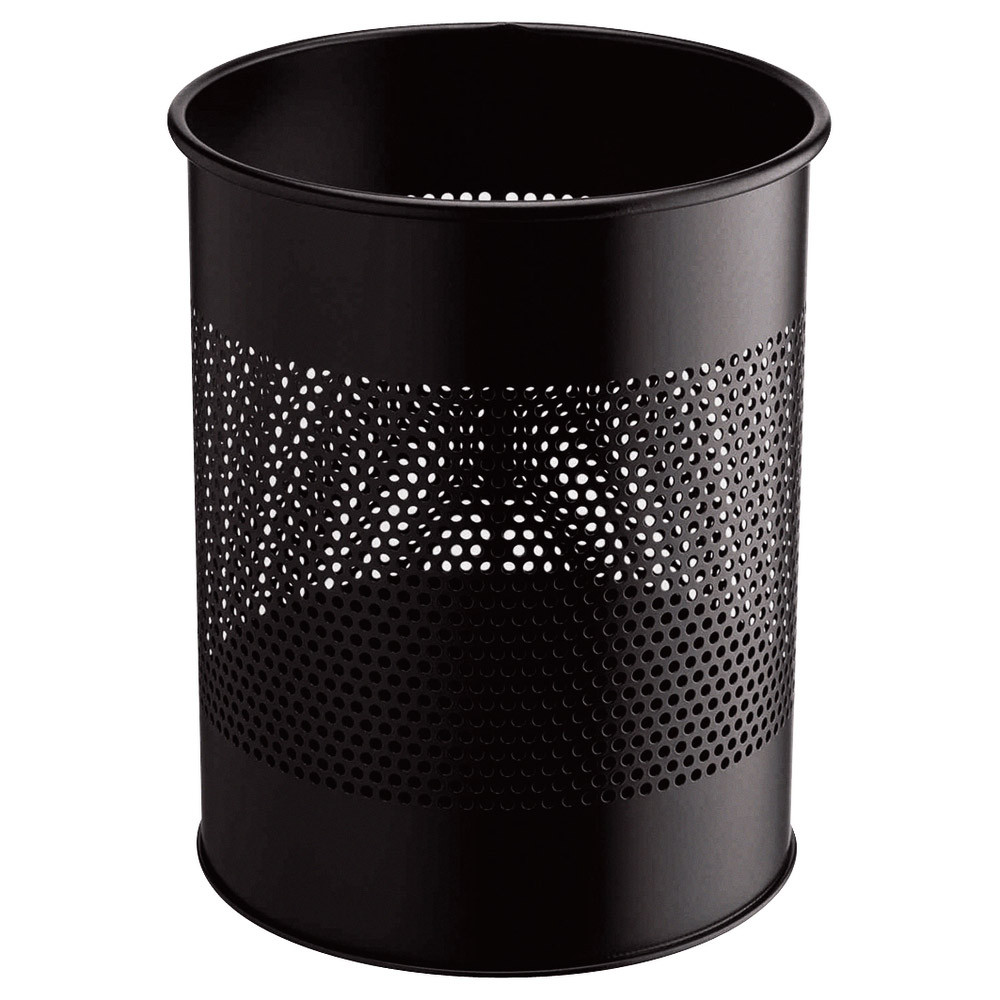 Corbeilles de bureau rondes métal 15L Noir