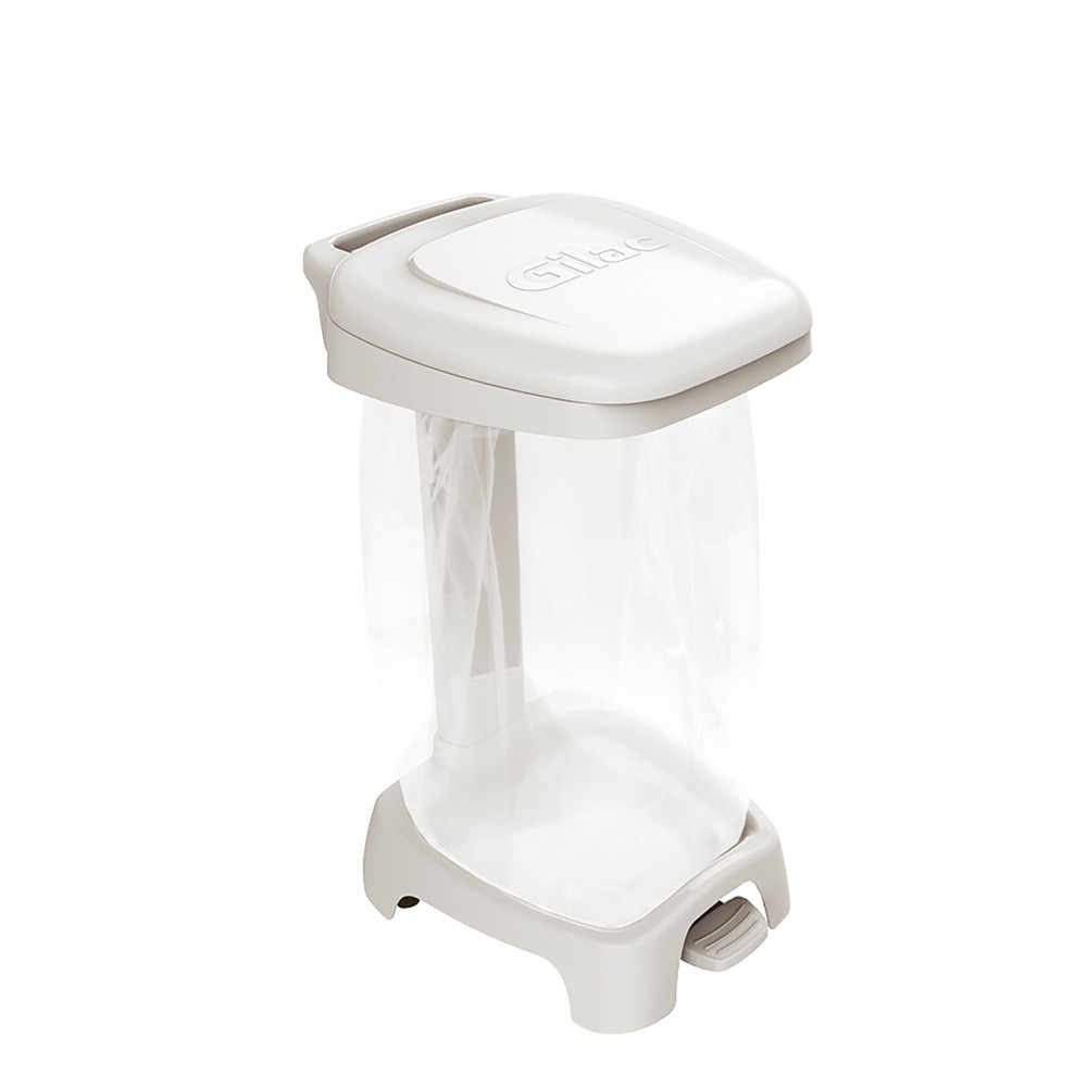 Support sac à pédale avec couvercle 120 L blanc