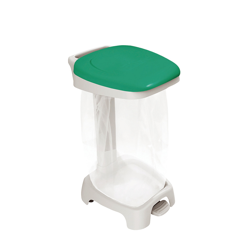 Support sac à pédale avec couvercle 120 L vert