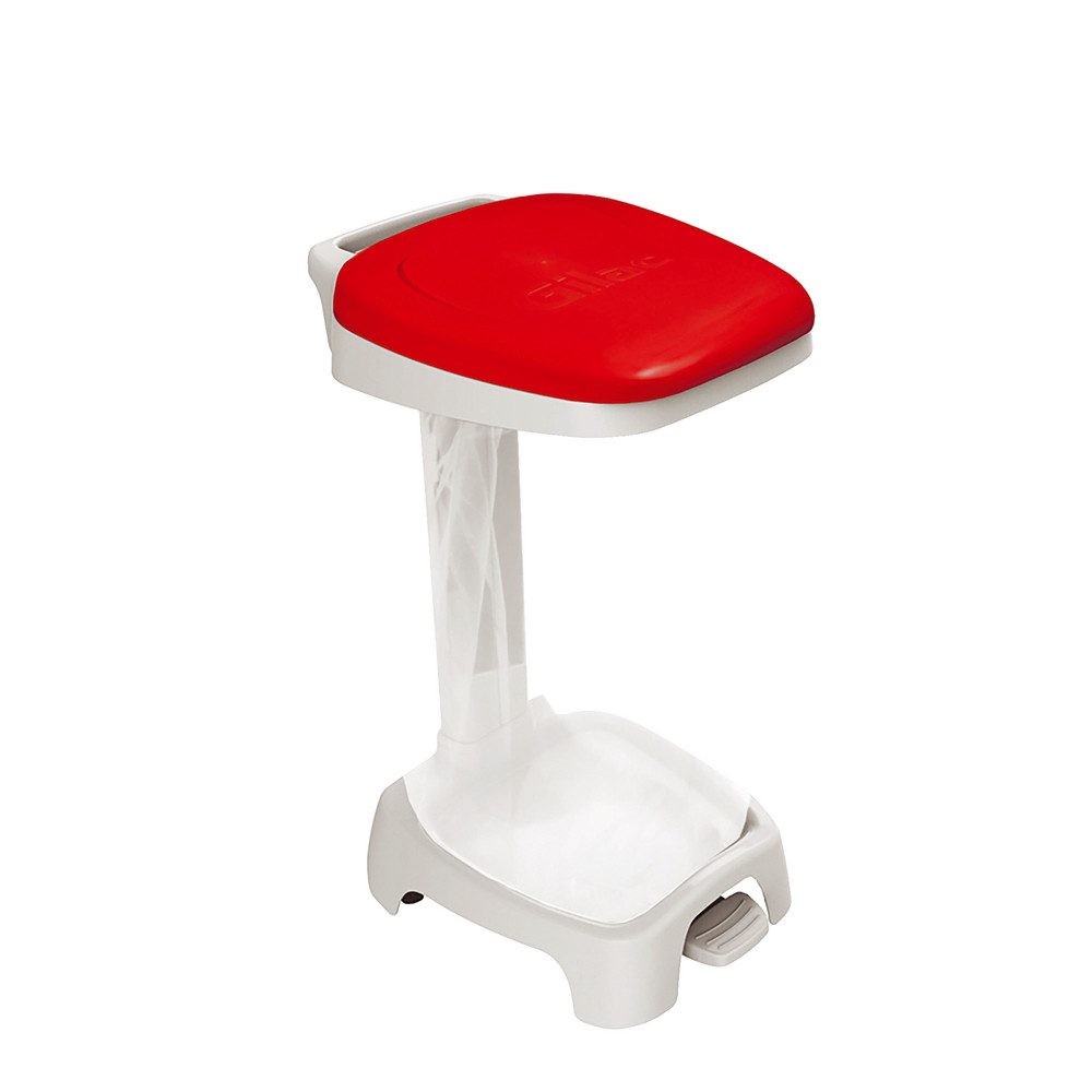 Support sac à pédale avec couvercle 120 L rouge