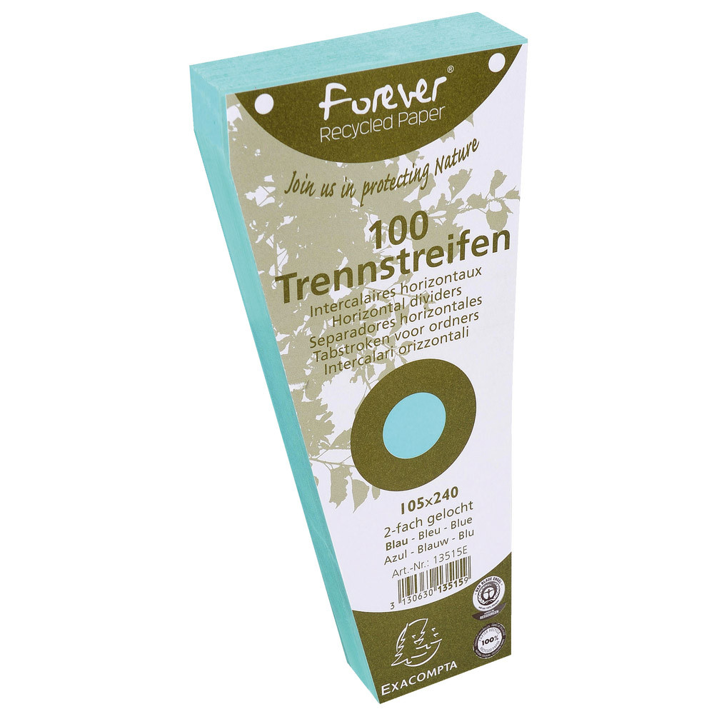 100 fiches intercalaires trapèze 105 x 240 coloris bleu