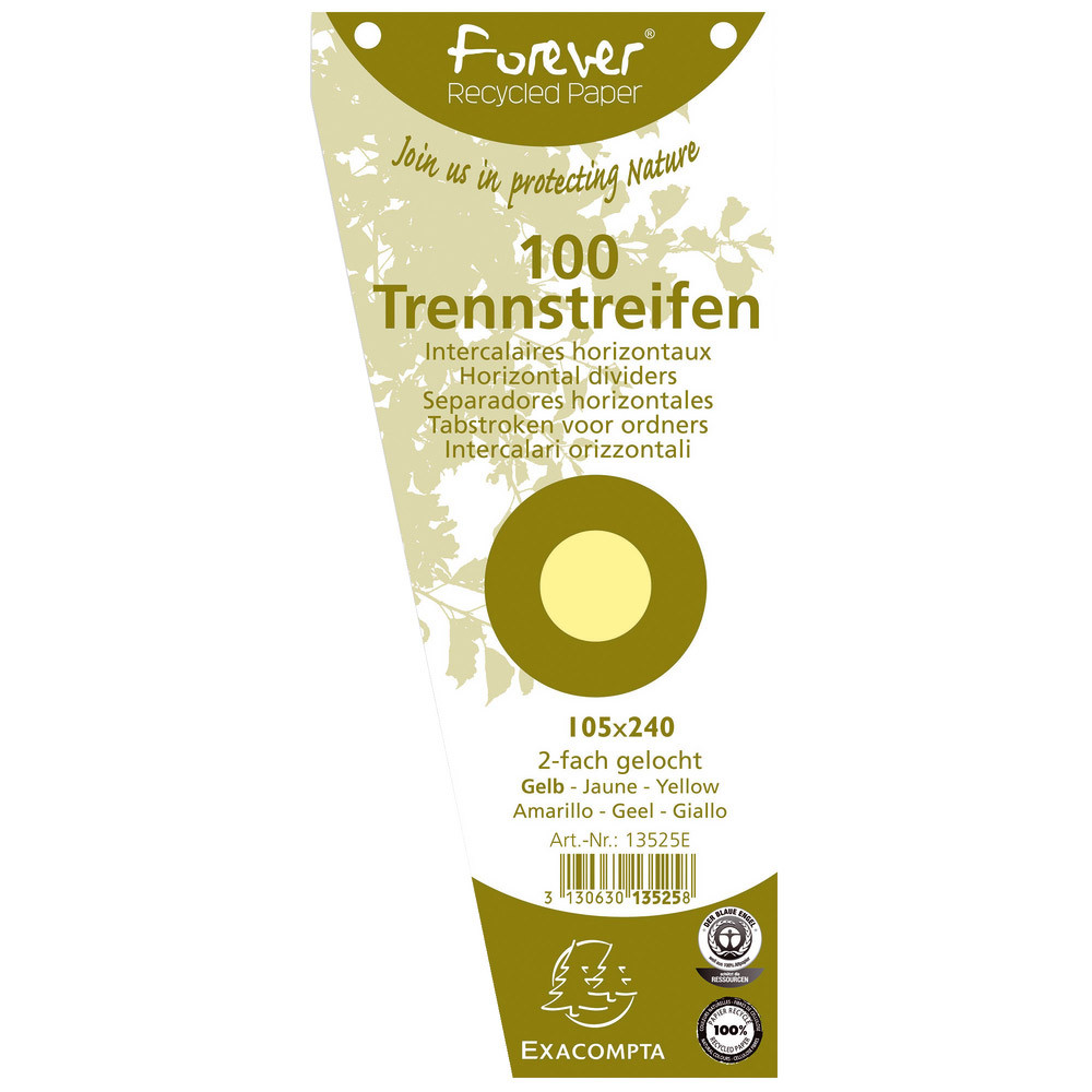 100 fiches intercalaires trapèze 105 x 240 coloris jaune