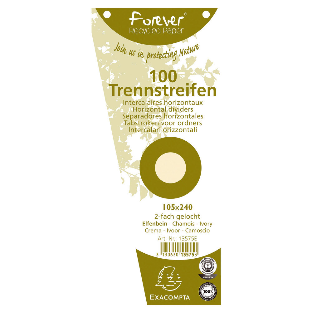 100 fiches intercalaires trapèze 105 x 240 coloris chamois