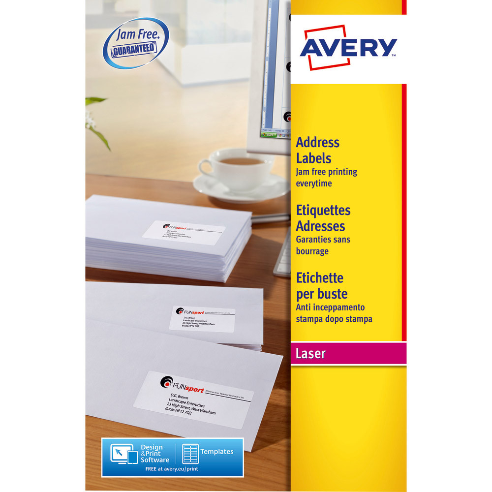 Boite de 1200 étiquettes laser blanches L7177 format 99,1 x 42,3 mm Avery