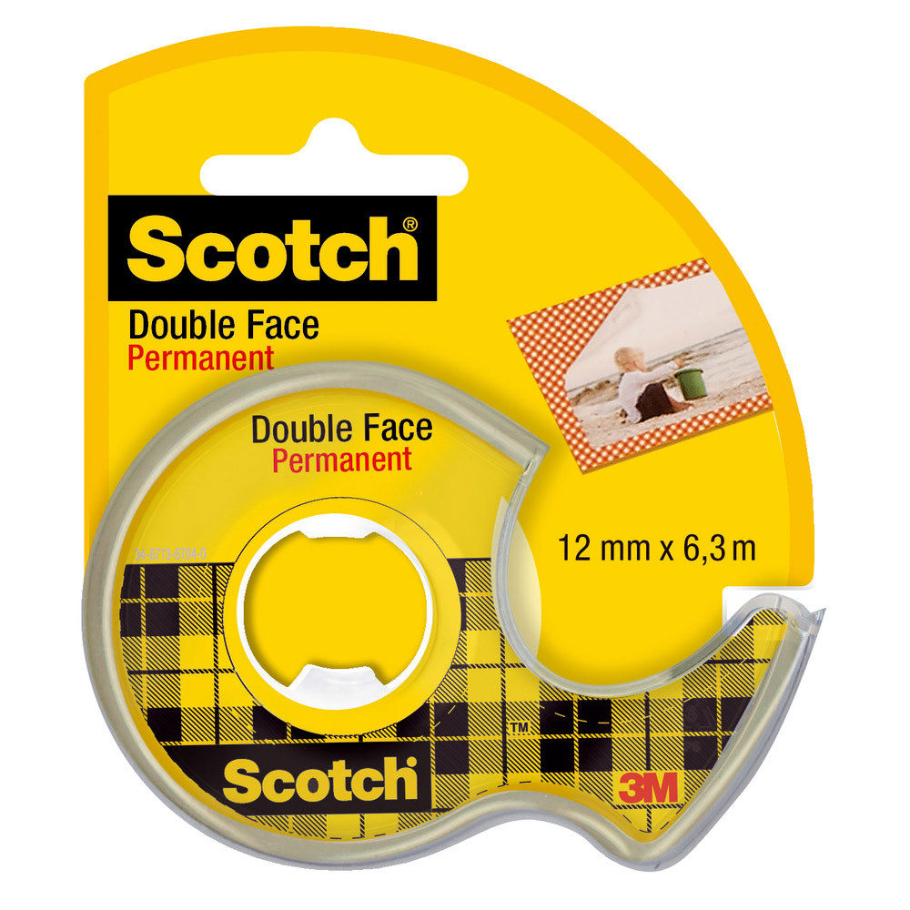 Adhésif double face sans film protecteur Scotch® 12 mm x 6,3 m sur dévidoir