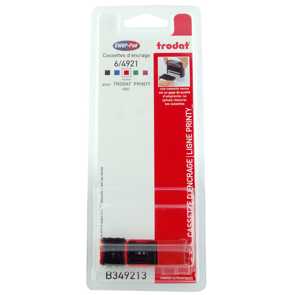 3 recharges d'encre rouge 6/4921 pour tampon carré Printy Trodat, le blister