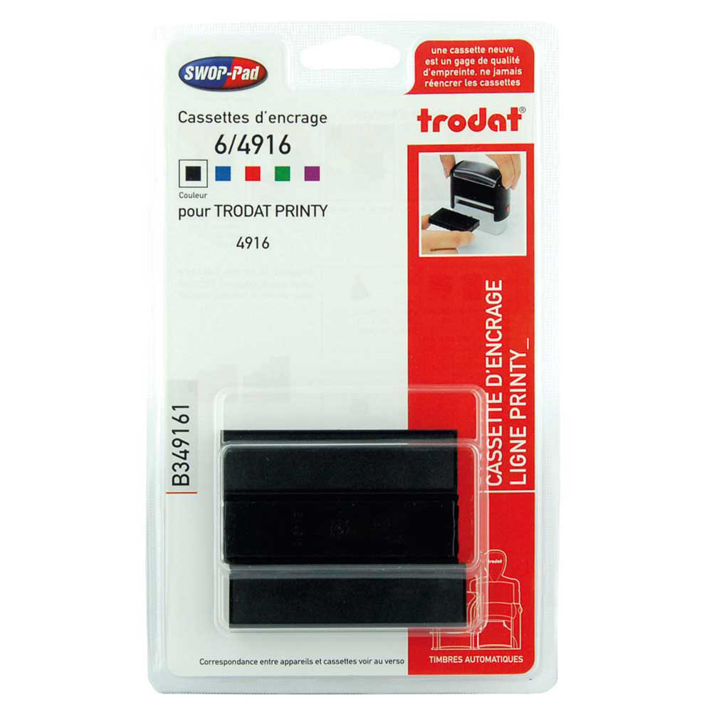3 recharges d'encre noire 6/4916 pour tampons 4916 Trodat, le blister