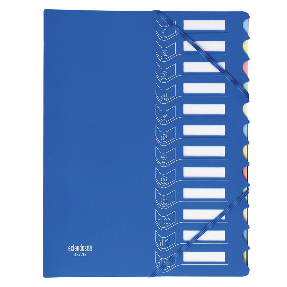 Trieur 12 touches en polypropylène Extendos coloris bleu foncé