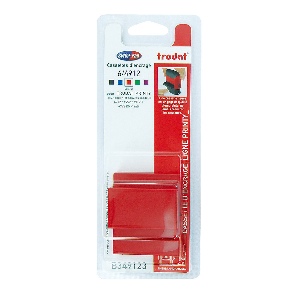 3 recharges d'encre rouge Trodat Xprint 4912 formule commercial , le blister