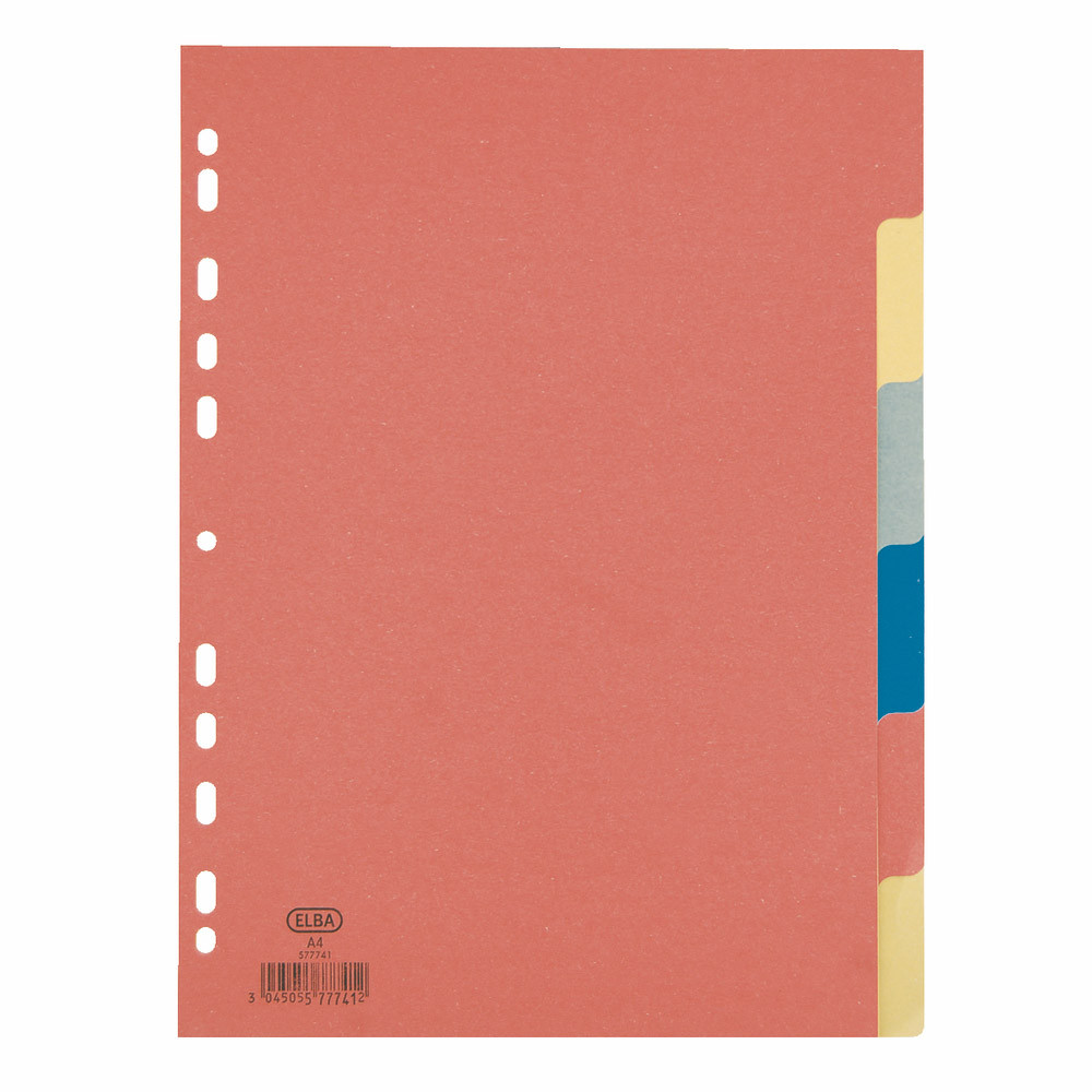 2 x 6 intercalaires Elba touches neutres format A4 carton 160 g