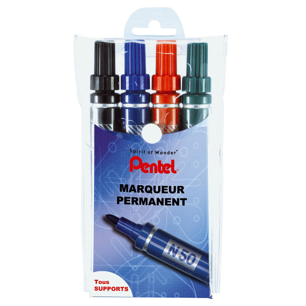 4 marqueurs permanents Pentel N50 coloris assortis