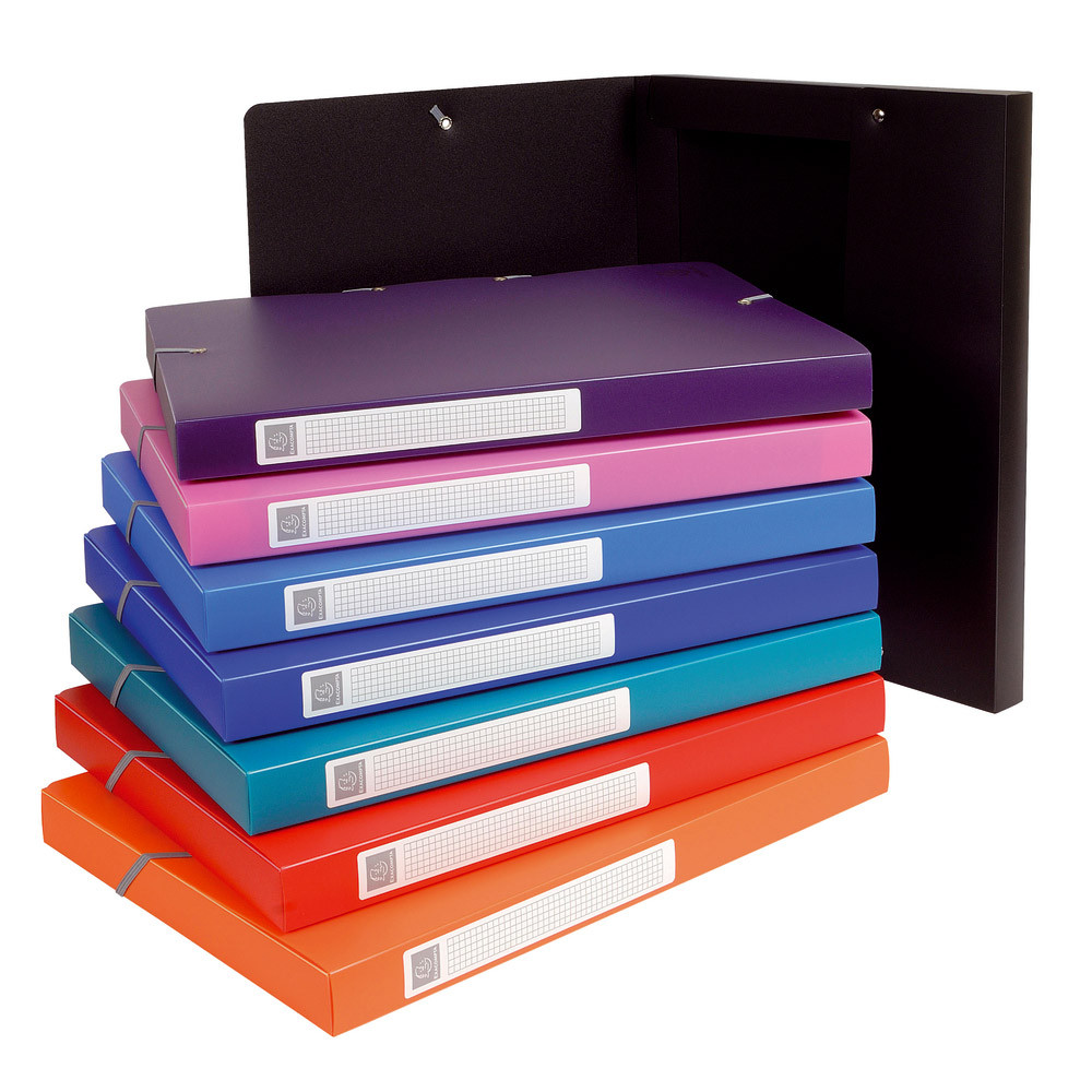 8 Chemises Exabox polypropylène dos 2,5 cm Exacompta coloris assortis , le lot