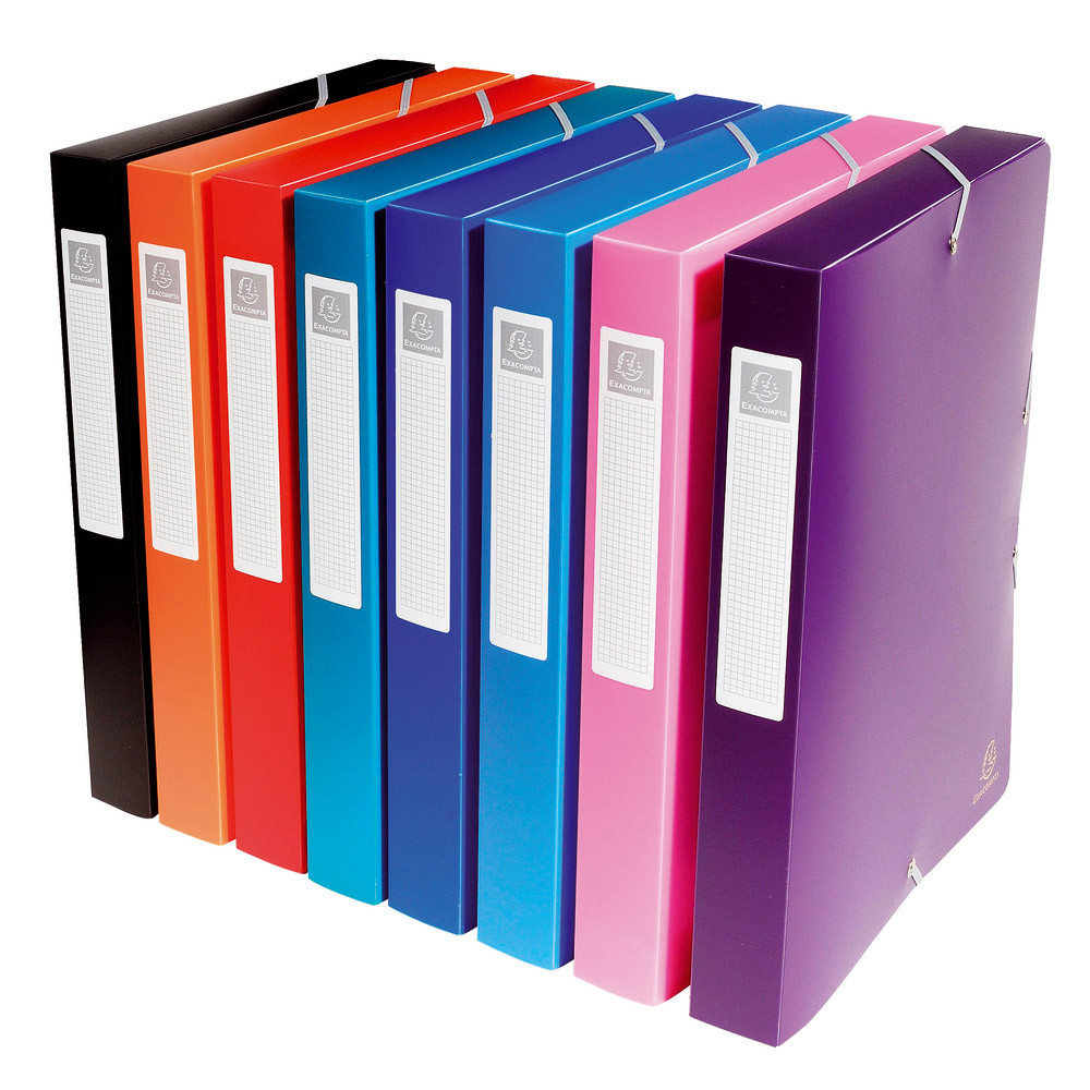 8 Chemises Exabox polypropylène dos 4 cm Exacompta coloris assortis , le lot