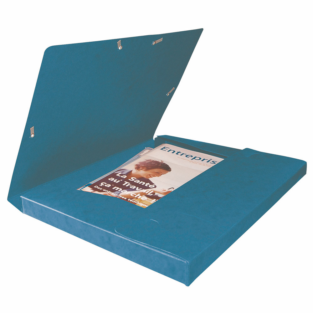 25 chemises à élastiques Cartobox 5/10e dos 2,5 cm coloris bleu