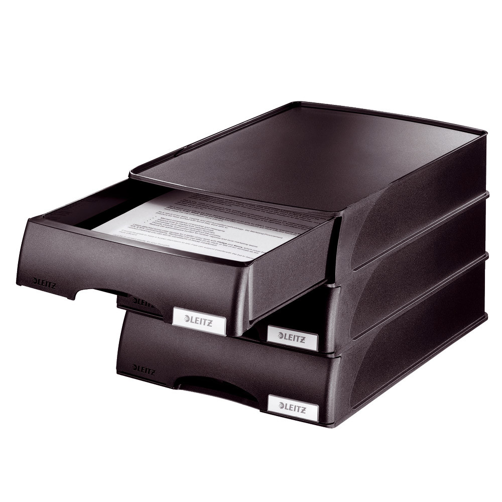 4 corbeilles à tiroirs Leitz Plus coloris noir