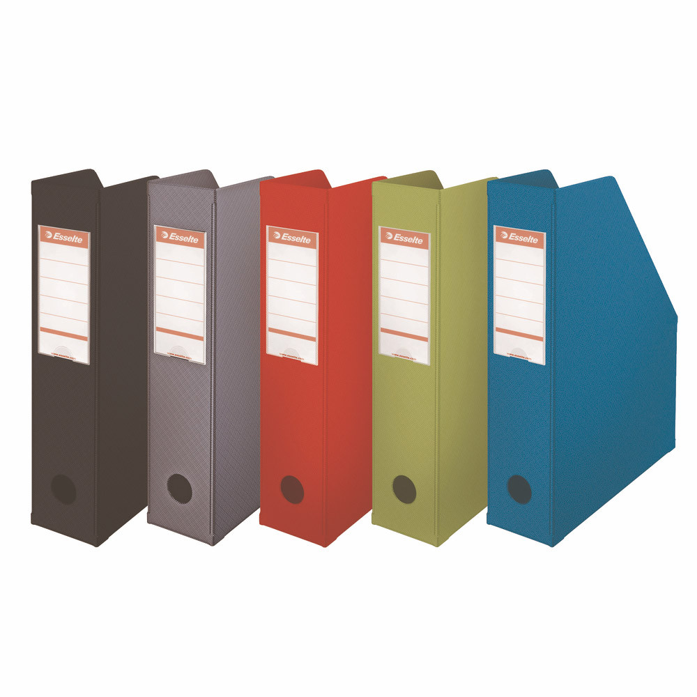 10 porte revues dos 7 cm en PVC Esselte coloris classique assortis
