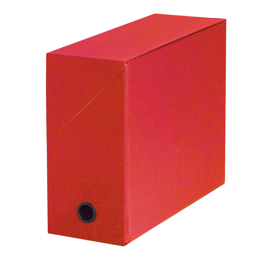 5 boites de classement carton dos 12cm coloris rouge