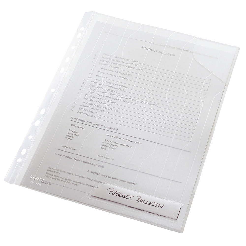 5 chemises Combifile Leitz coloris transparent, le sachet