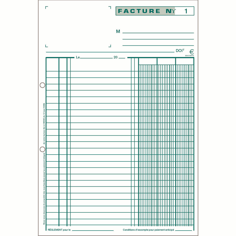 5 manifolds autocopiants pré-imprimés factures dupli 10,5 x 13,5 Exacompta, le lot