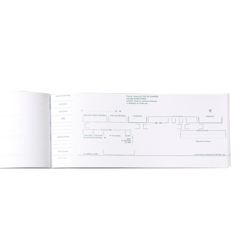 5 manifolds pré-imprimés traites normalisées à souche format 10,1 x 21 Exacompta, le lot