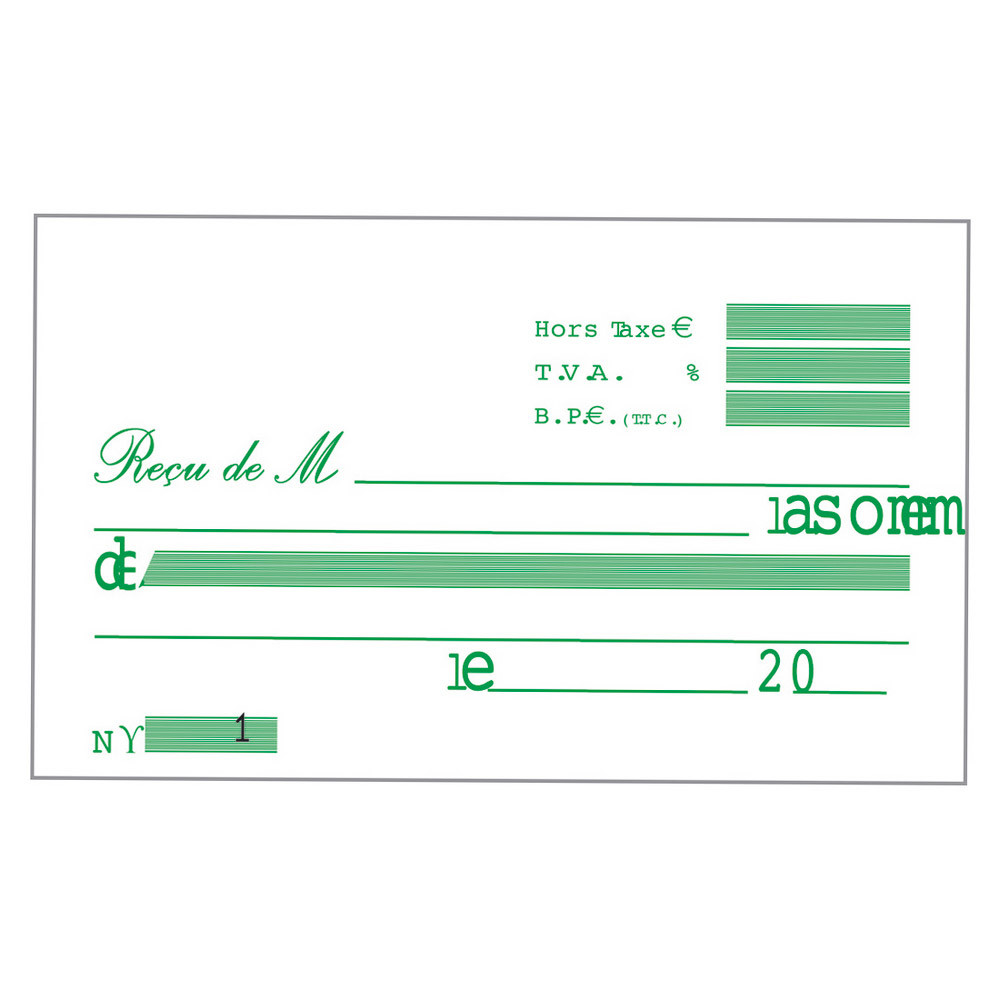5 manifolds autocopiants pré-imprimés reçu avec TVA dupli 10,5 x 18 Exacompta, le lot