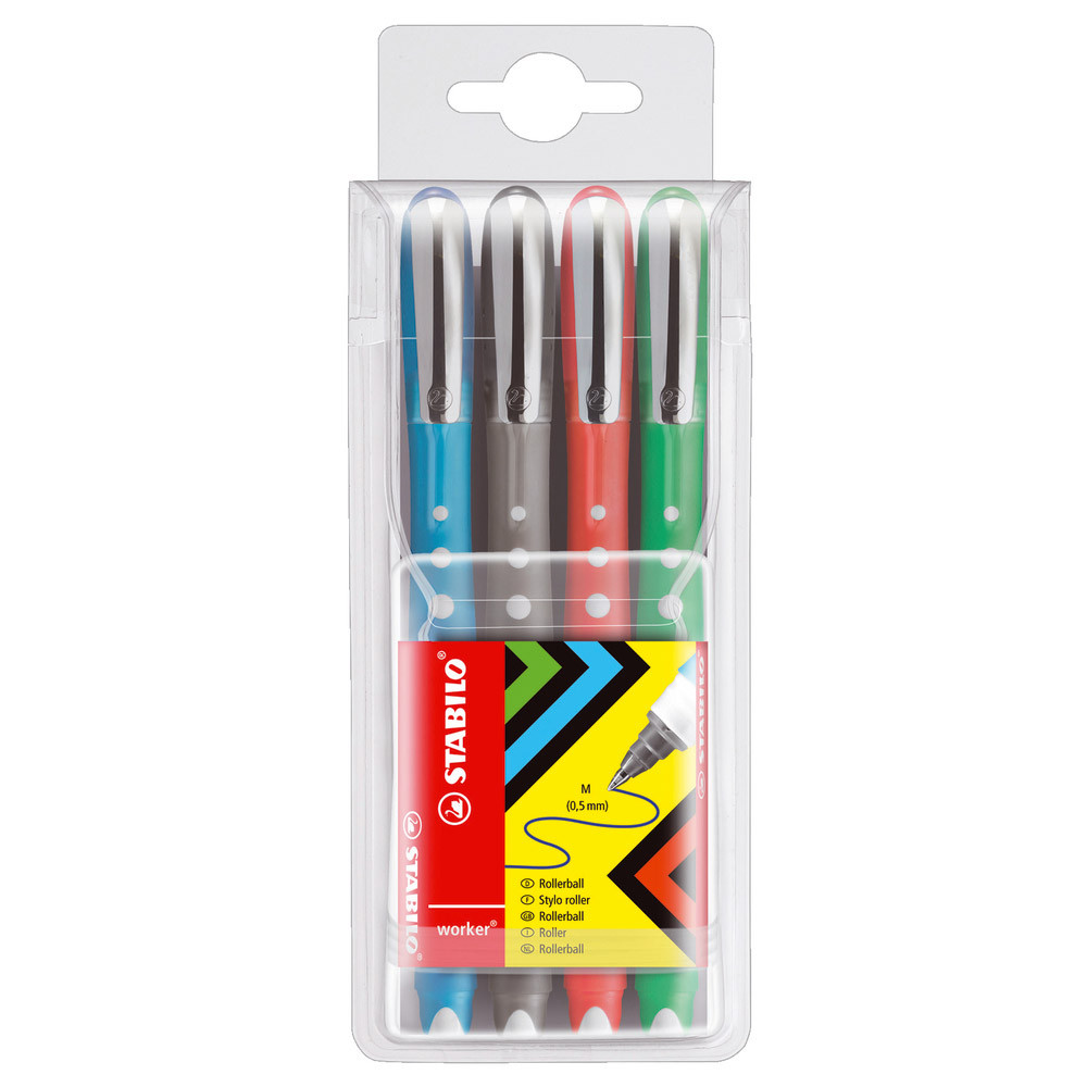 4 rollers Stabilo Worker Colorful coloris assortis.