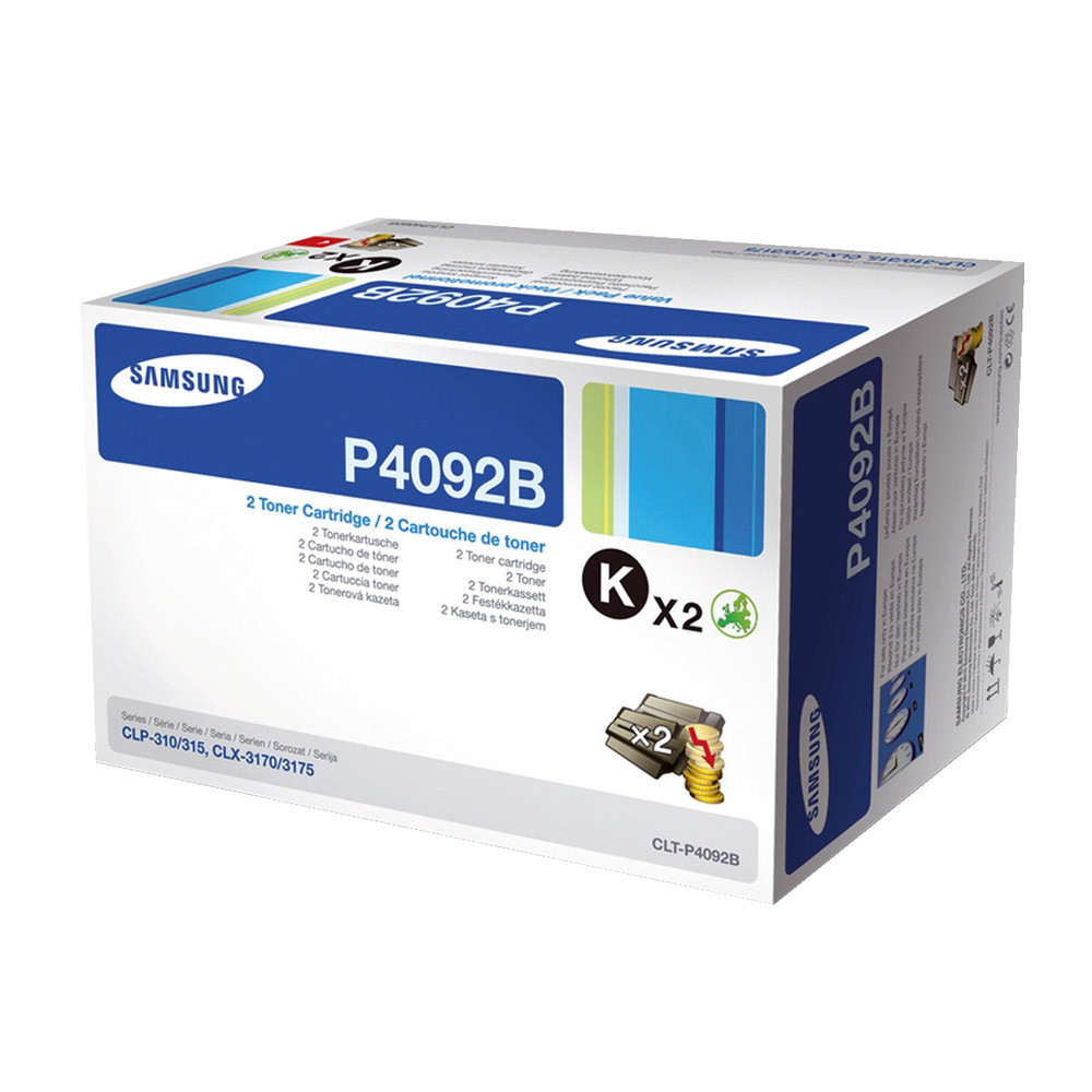 Pack 2 toners Samsung P4092B noir pour imprimantes laser
