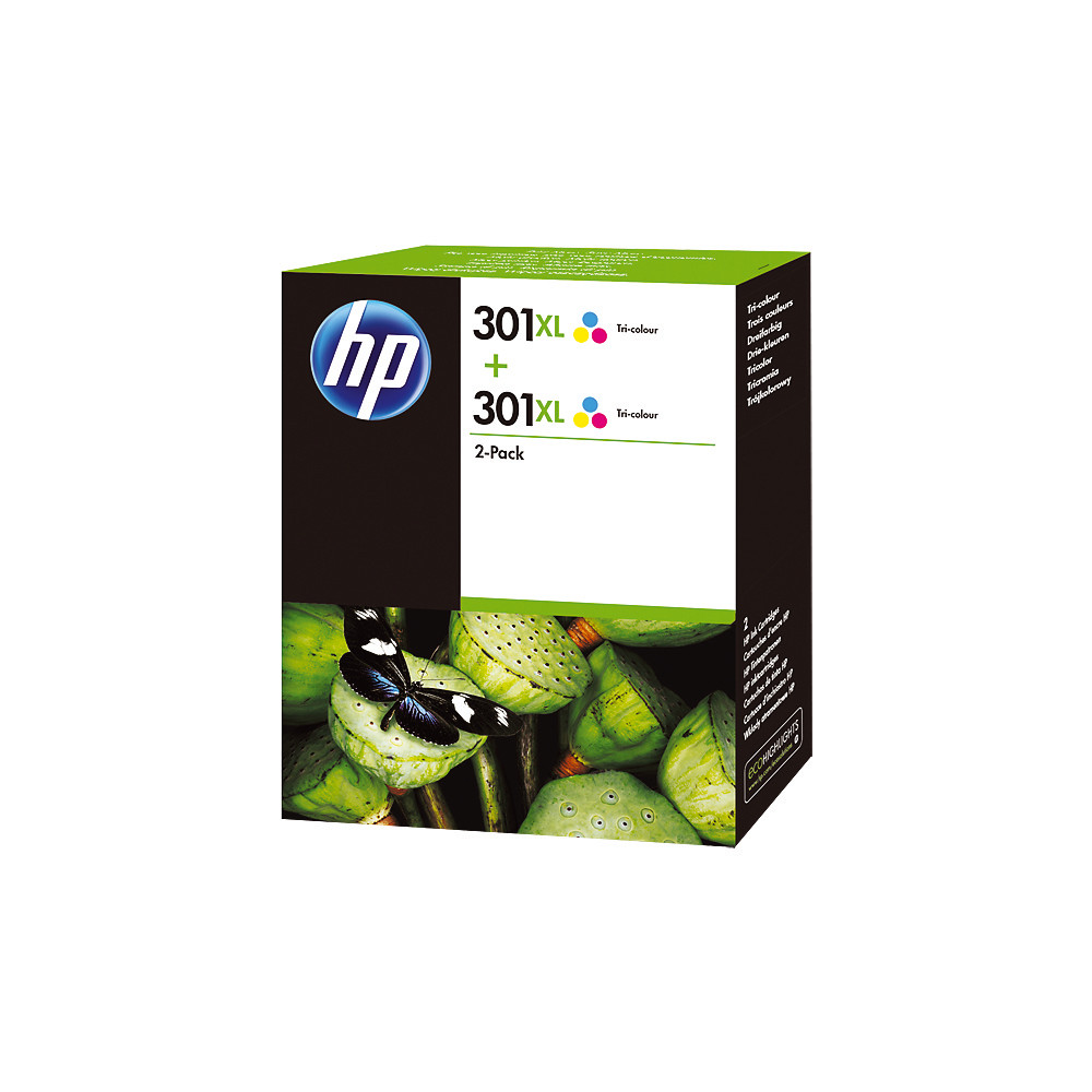 Pack de 2 cartouches HP 301XL couleurs pour imprimantes jet d'encre