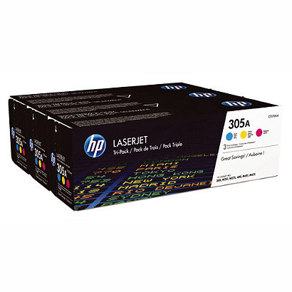 Pack de 3 toners HP 305A couleurs pour imprimantes laser