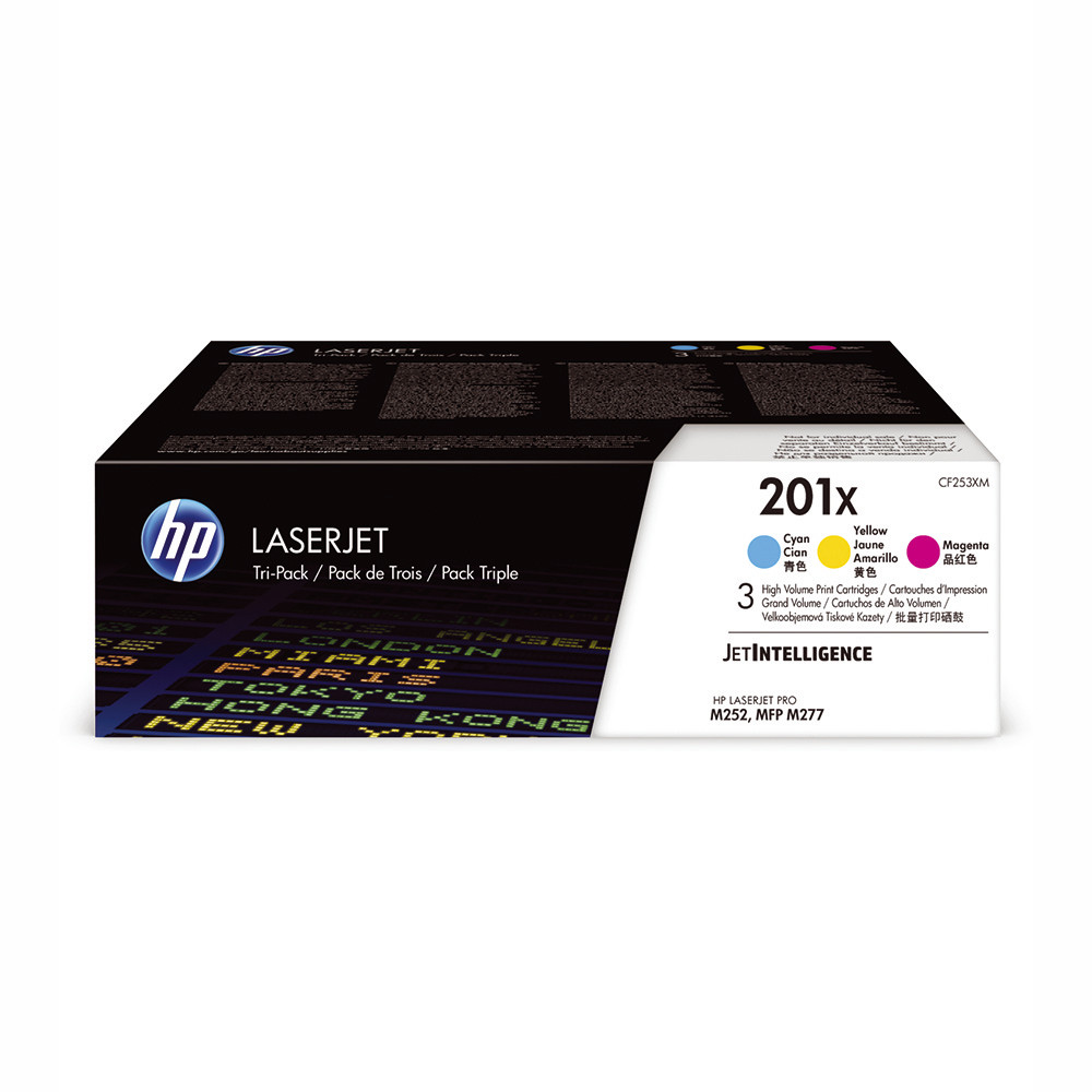 Pack de 3 toners HP 201 X couleurs pour imprimantes laser
