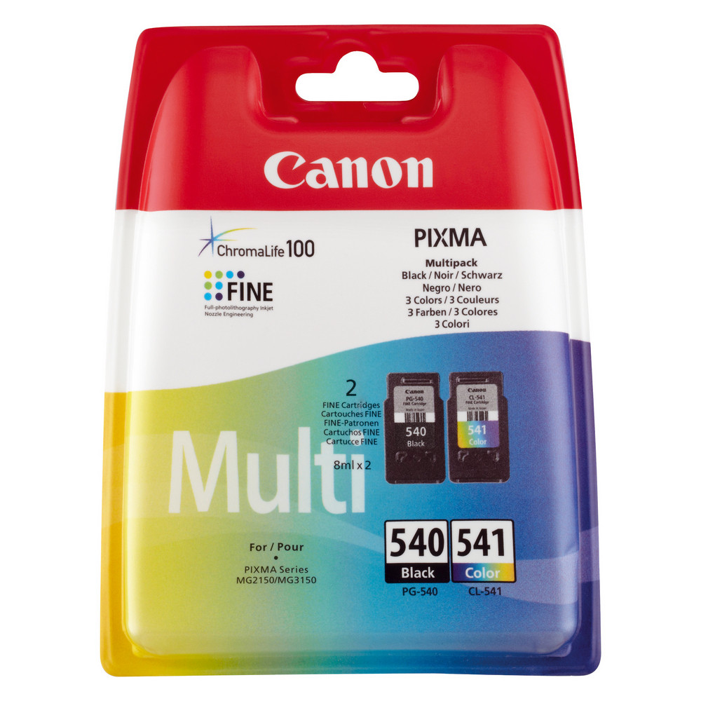 Pack cartouches Canon PG-540 noire + CL-541 couleurs pour imprimantes jet d'encre