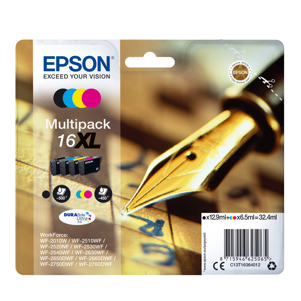 Cartouche d'encre Epson 16 XL N Stylo noire pour imprimantes jet d'encre