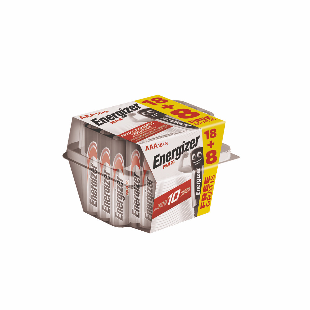 Pack promo 18 piles alcalines Energizer Max LR 03 - Type AAA + 8 offertes.