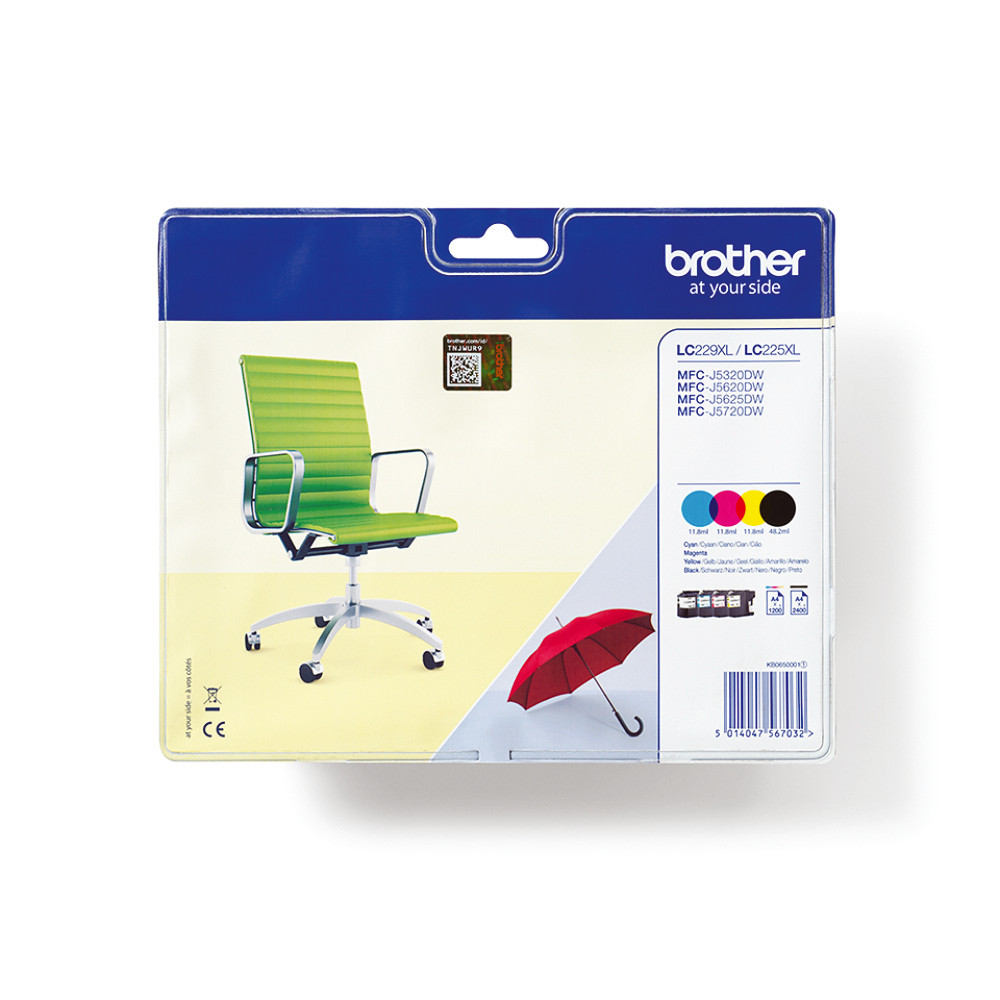 Pack de 4 cartouches LC229XL (noir + cyan + magenta + jaune) pour imprimantes jet d'encre