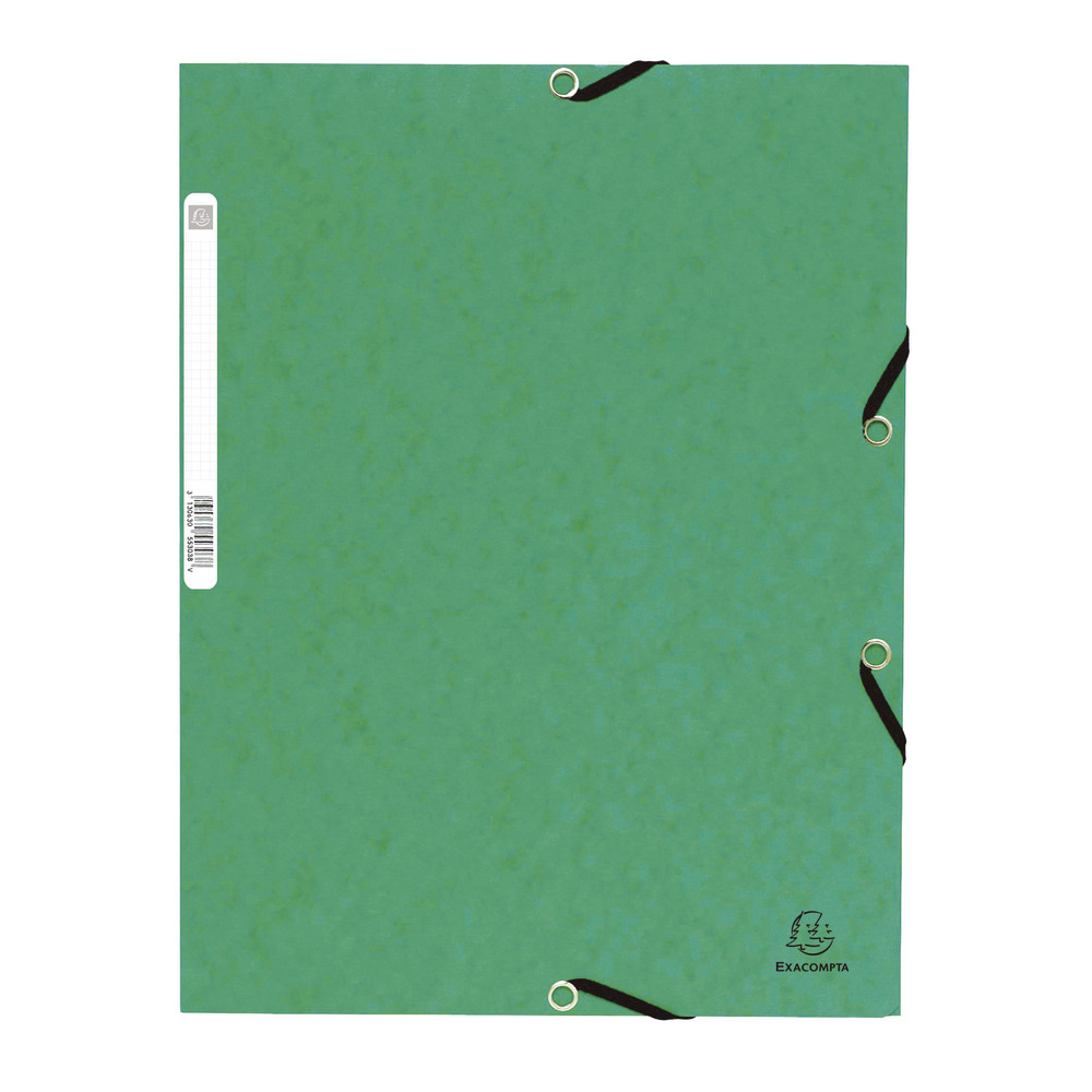 Lot de 10 Chemises à élastique 3 rabats Exacompta coloris vert