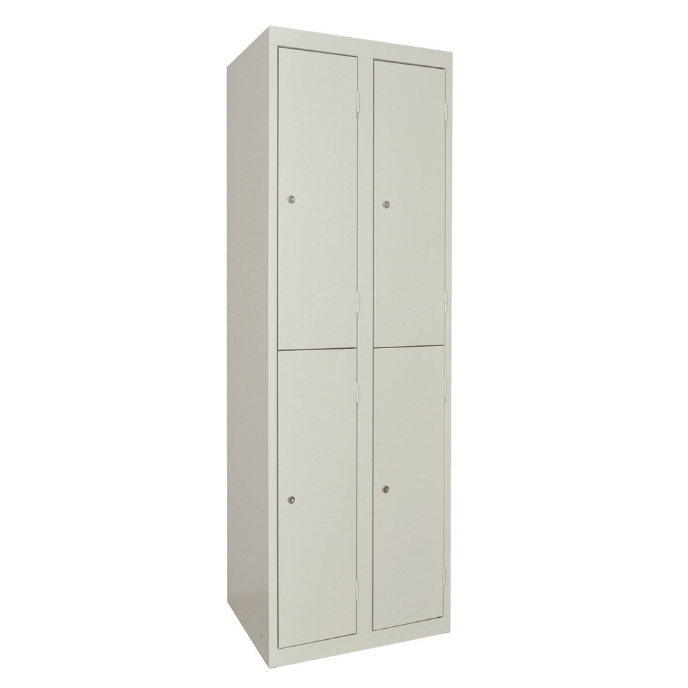 Vestiaire monobloc 2 colonnes 4 cases larg. 300 mm, gris RAL 7035