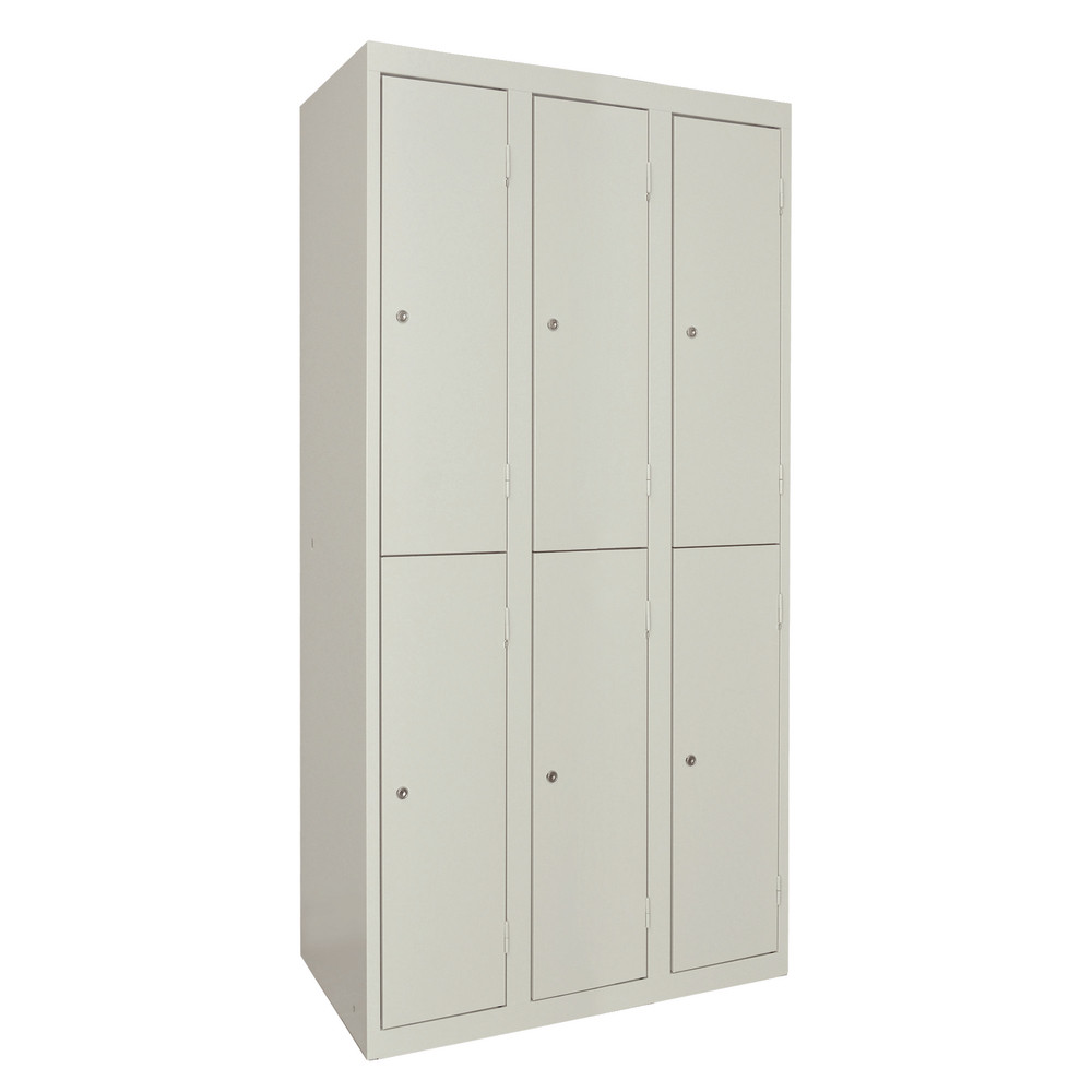 Vestiaire monobloc 3 colonnes 6 cases larg. 300 mm, gris RAL 7035