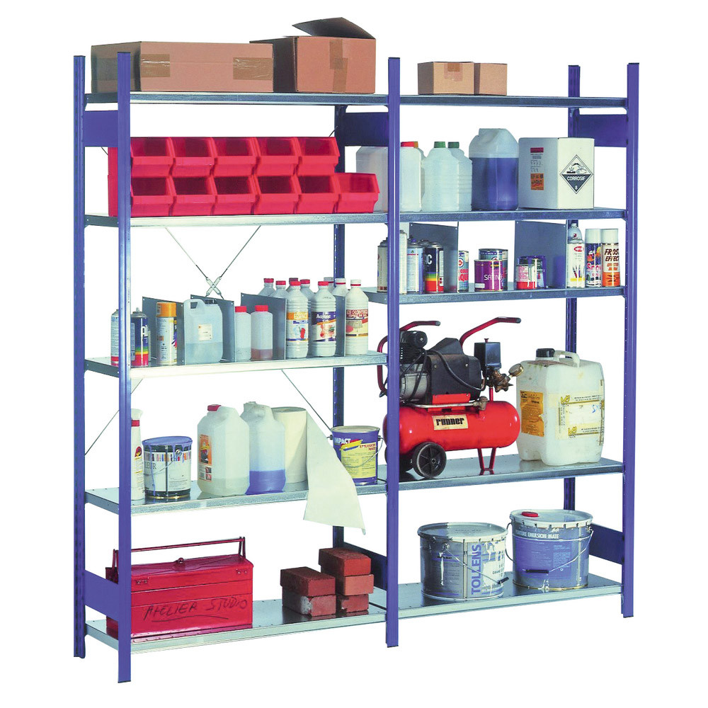 Rayonnage évoutif tôlé, élément suivant, Largeur 124 cm Profondeur 60 cm