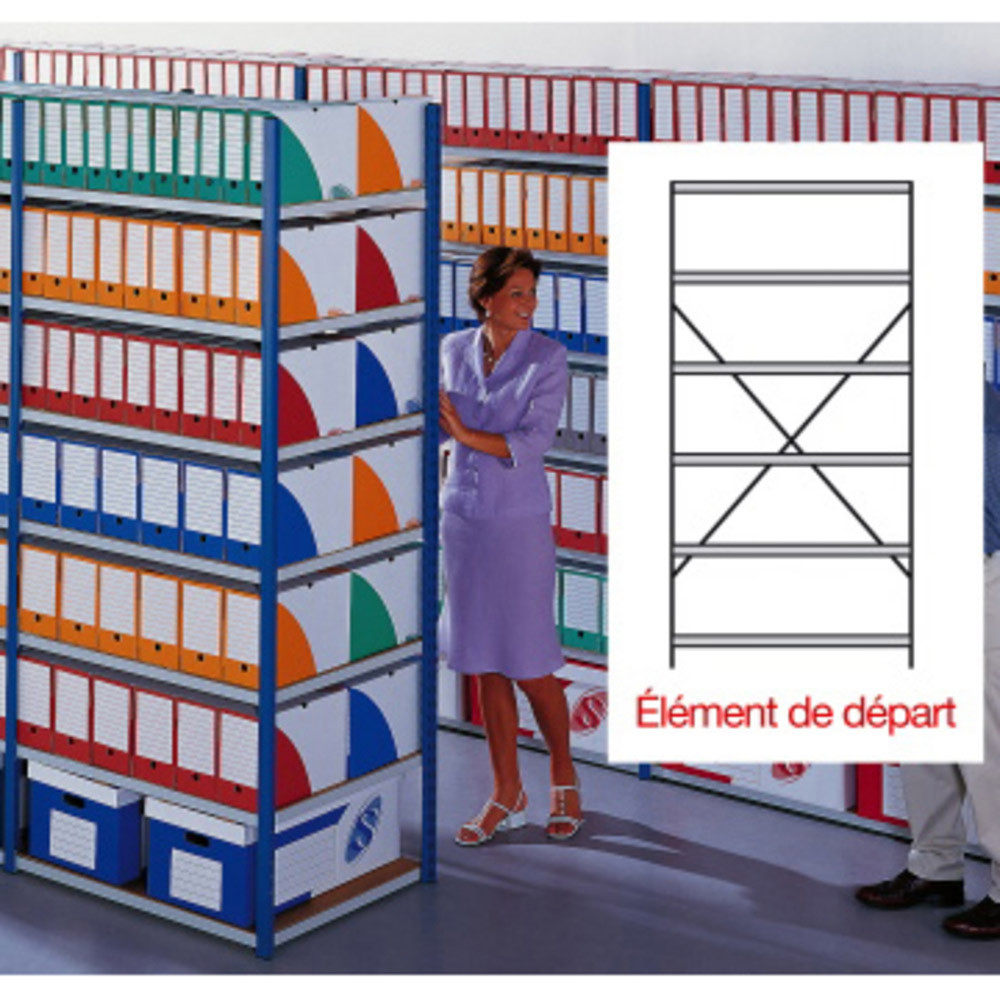Rayonnage archives évolutif double face élément de départ - largeur 1,5 m