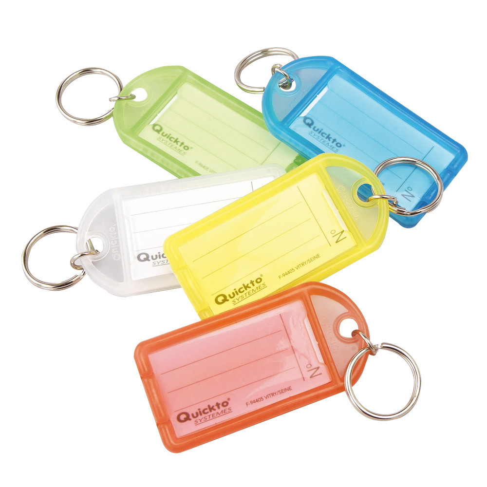 Porte-clés étiquette incassables coloris assortis, lot de 10