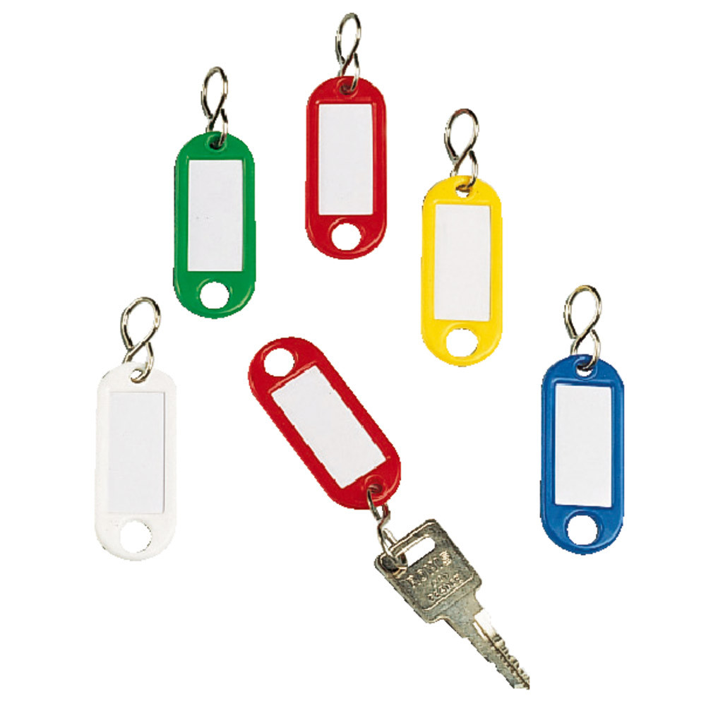 Porte-clés étiquette coloris panachés, lot de 100