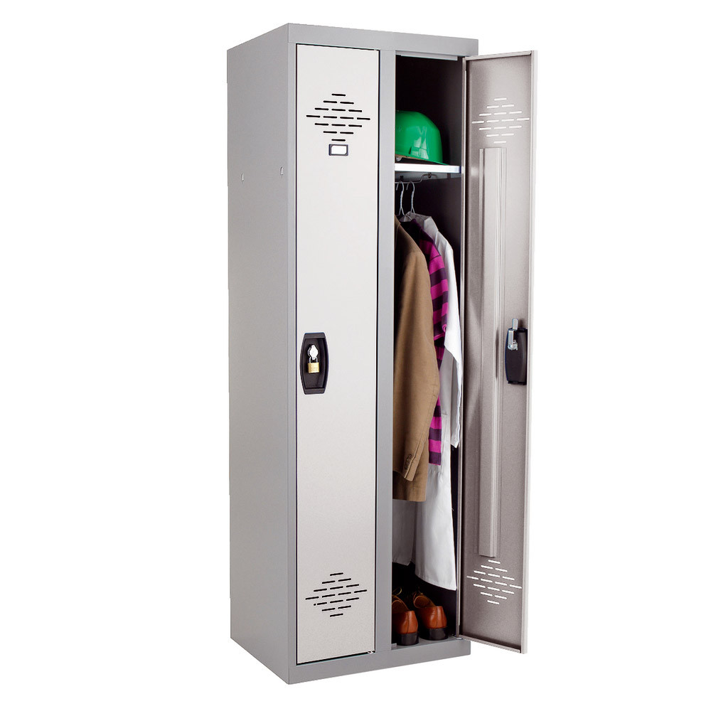 Vestiaires monobloc Confort Industrie propre 2 cases, toit plat, gris / gris