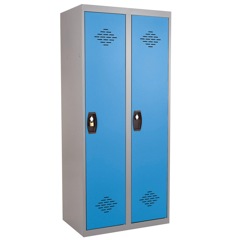 Vestiaires monobloc Confort Industrie salissante 2 cases, toit plat, gris / bleu