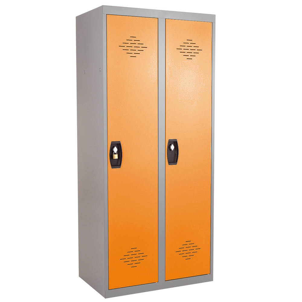 Vestiaires monobloc Confort Industrie salissante 2 cases, toit plat, gris / orange