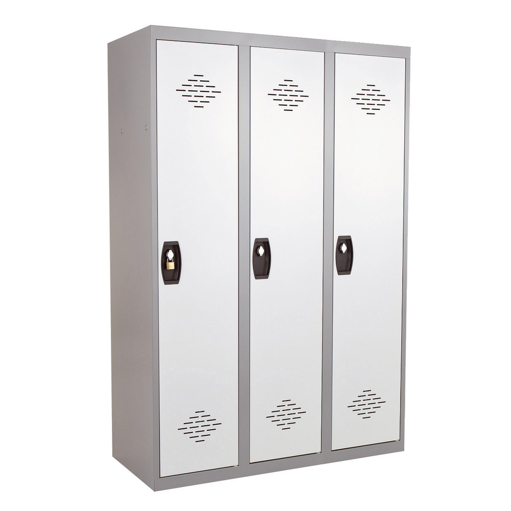 Vestiaires monobloc Confort Industrie salissante 3 cases, toit plat, gris / gris