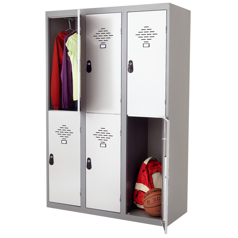 Vestiaires Multicases monoblocs 3 colonnes 2 cases gris / gris largeur 300 mm