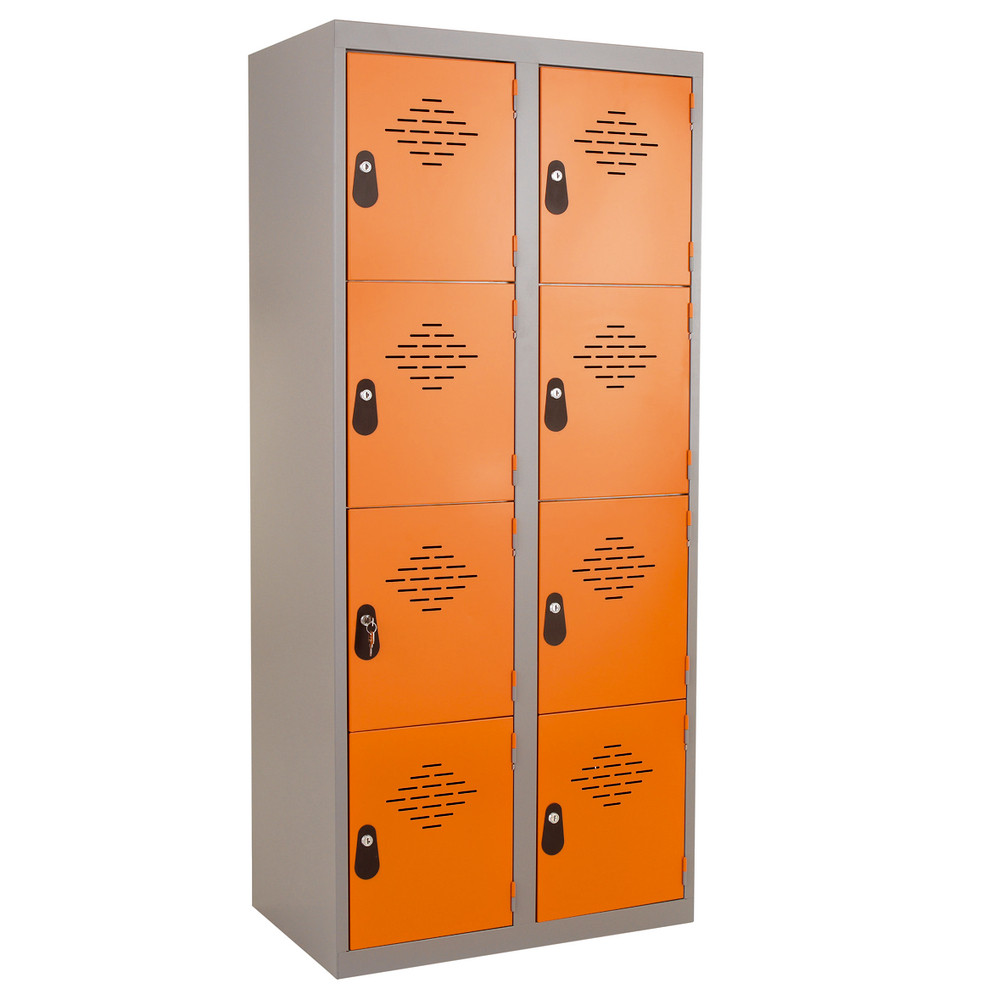 Vestiaires Multicases monoblocs 2 colonnes 4 cases gris / orange
